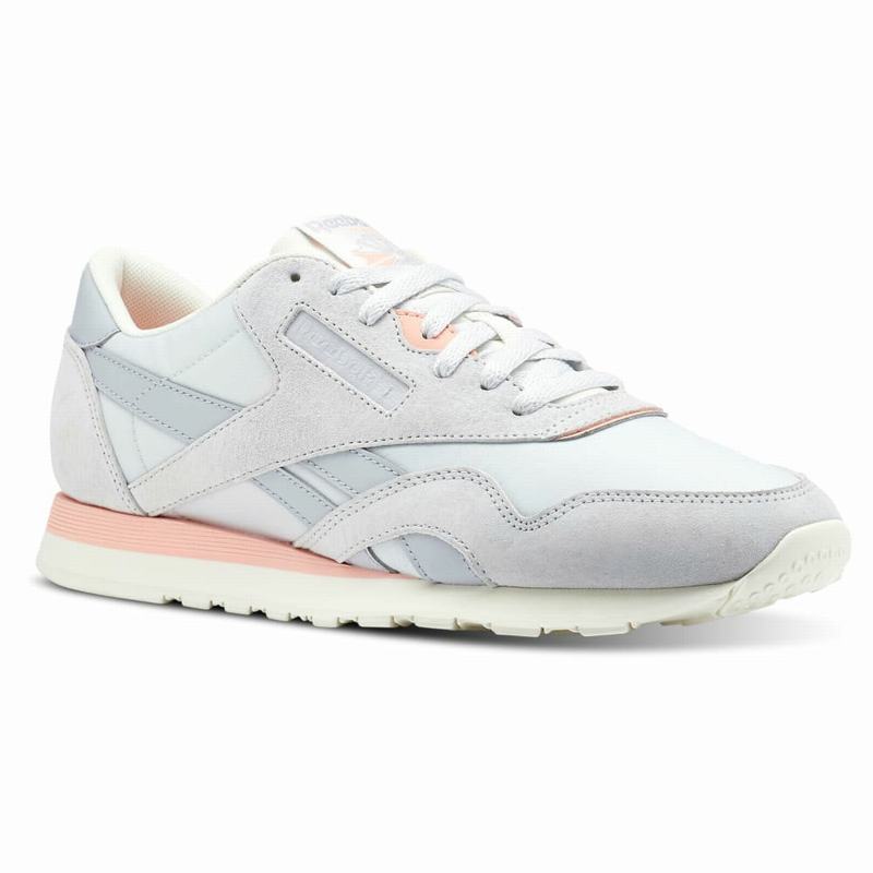 Tenisi Reebok Classic Nylon Barbati Albi/Gri/Roz Romania RP5404ZA
